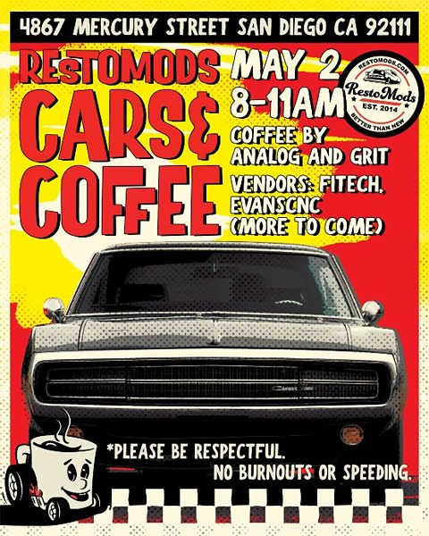 Restomods Cars And Coffee flyer May 2026